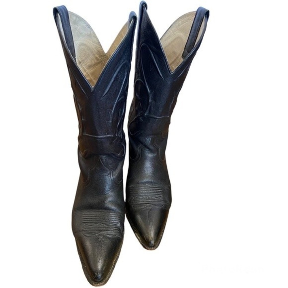 Chris Romero Black Cowboy Western Boots Size 5.5 D